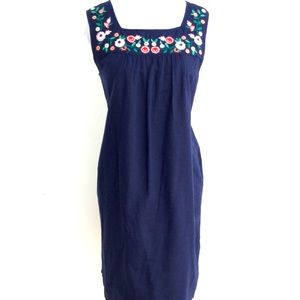 J. Crew Linen Floral Embroidered Artesian Dress